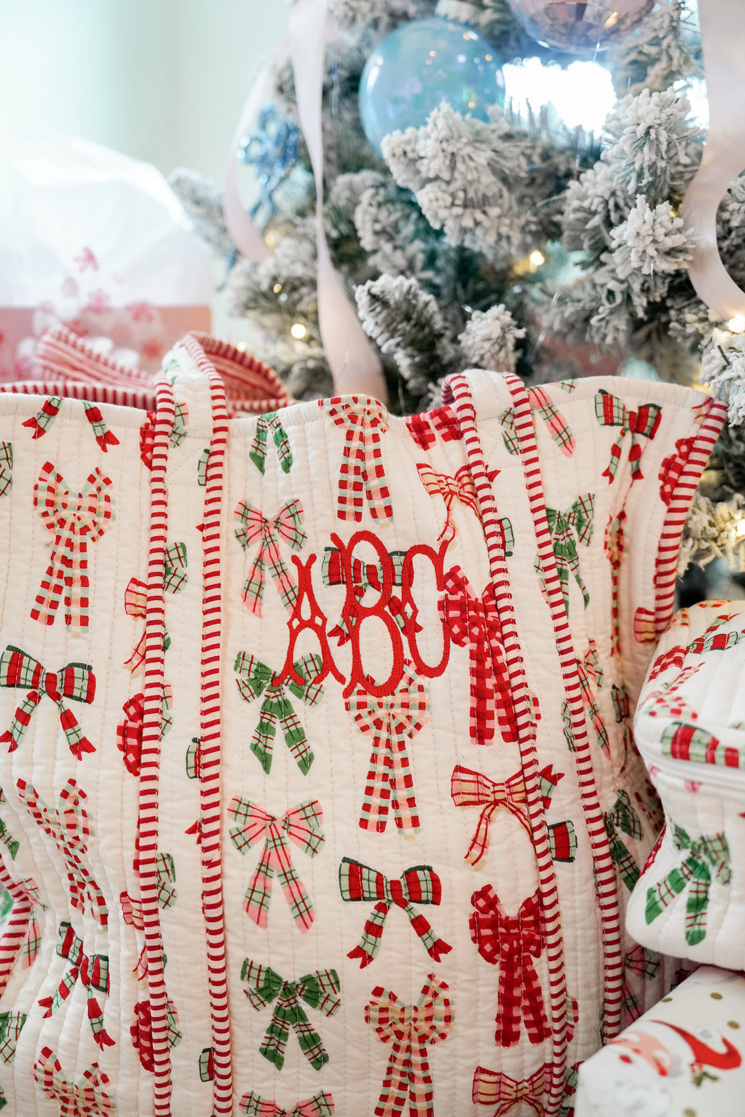 Quilted Block-Print Tote - Holiday Collection