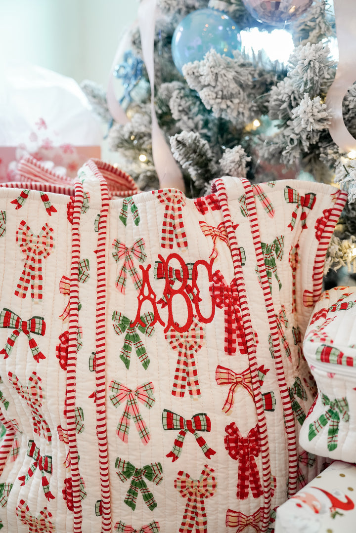 Quilted Block-Print Tote - Holiday Collection