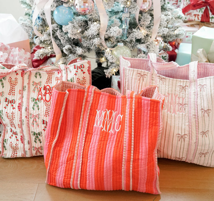 Quilted Block-Print Tote - Holiday Collection