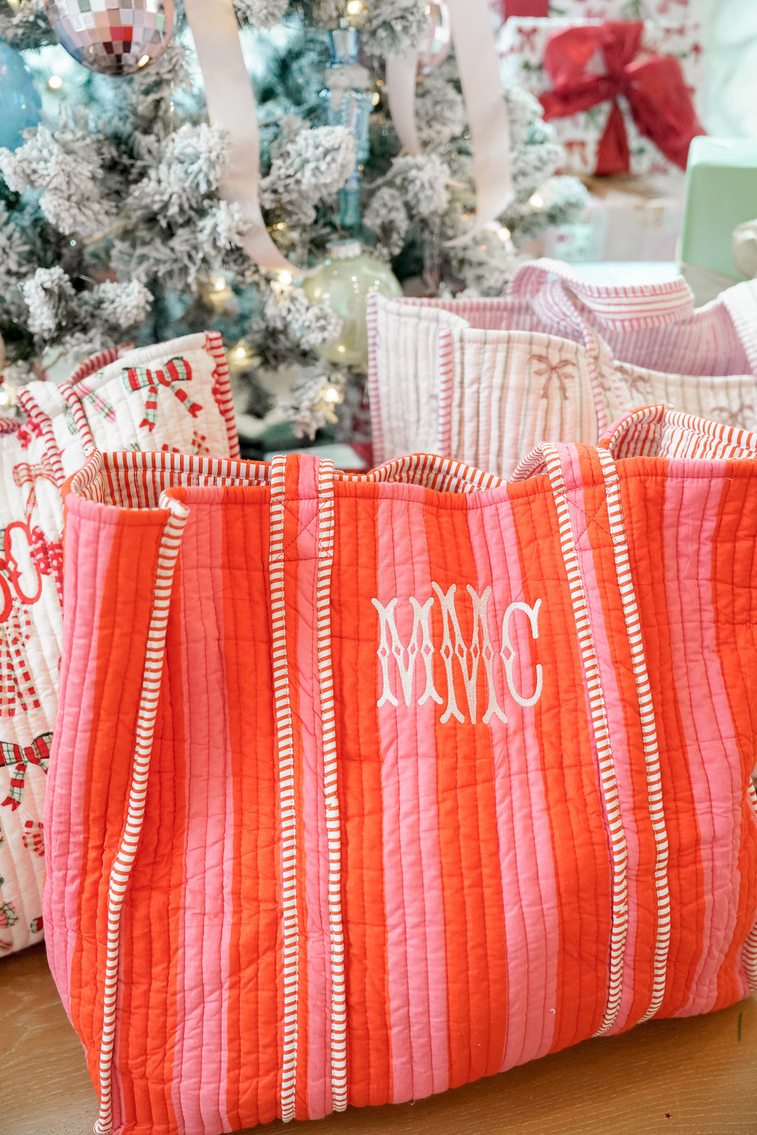 Quilted Block-Print Tote - Holiday Collection