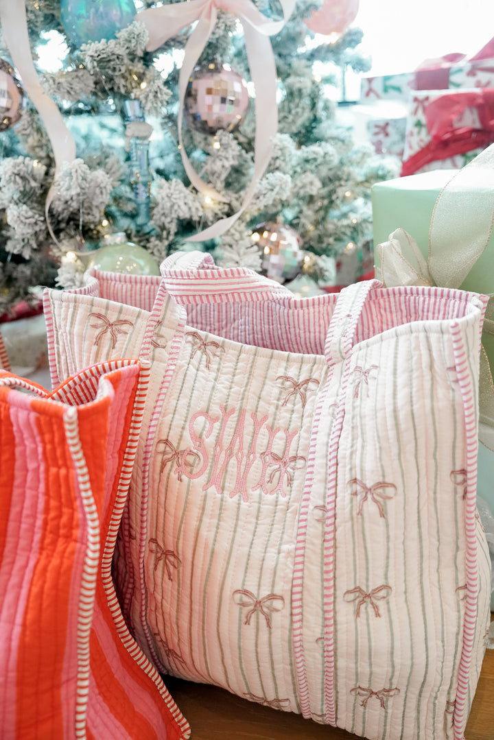 Quilted Block-Print Tote - Holiday Collection