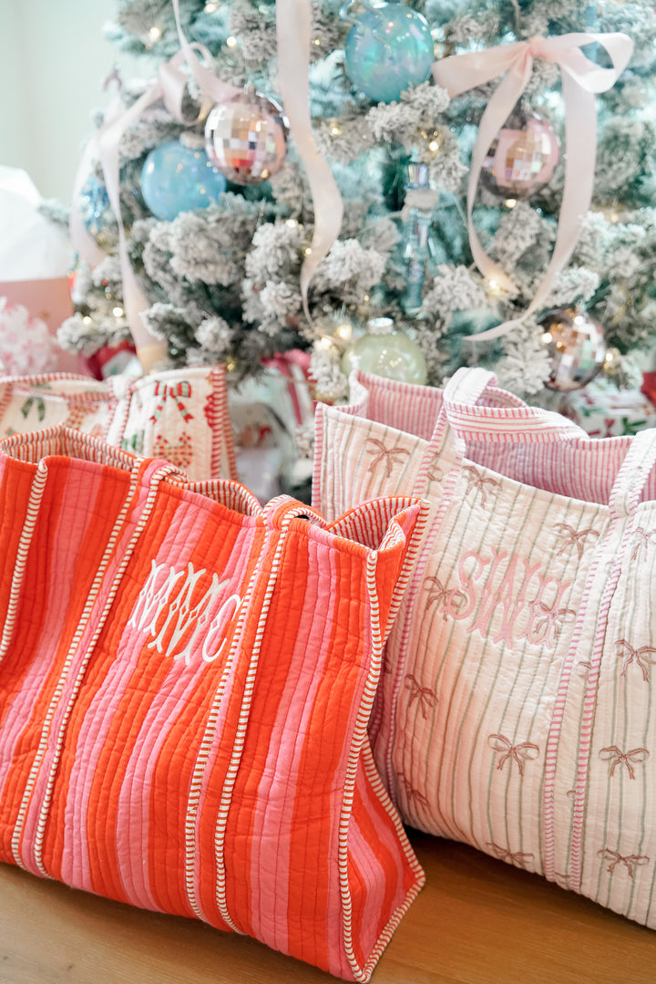 Quilted Block-Print Tote - Holiday Collection