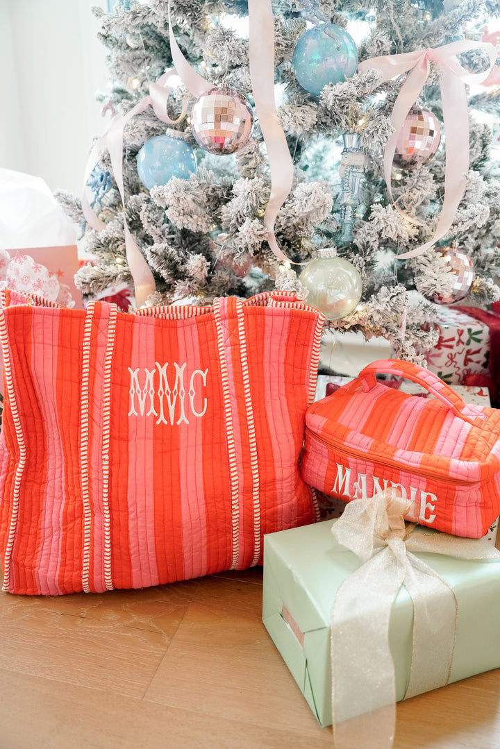 Quilted Block-Print Tote - Holiday Collection