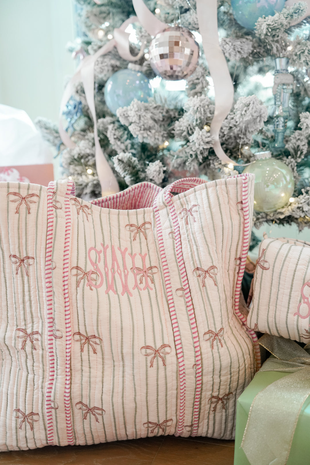 Quilted Block-Print Tote - Holiday Collection