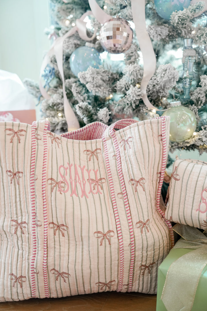 Quilted Block-Print Tote - Holiday Collection