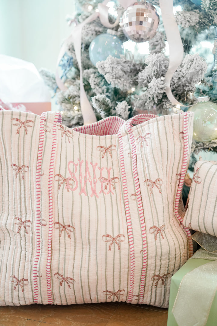 Quilted Block-Print Tote - Holiday Collection