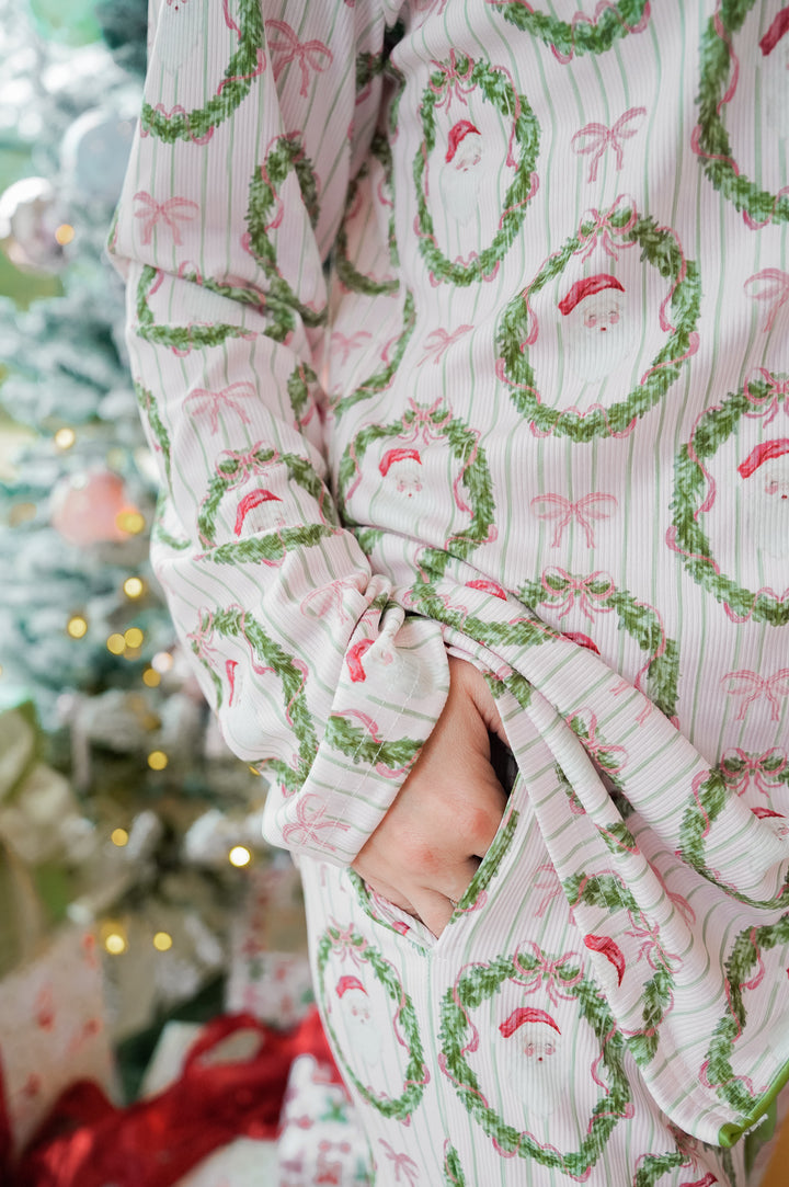 Pink Santa - Ribbed Long Pajama Set