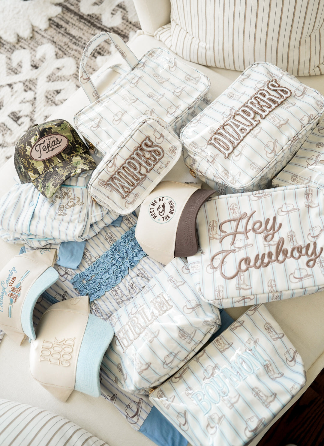 Western Blues Striped - Clear Coat Bag For Embroidery