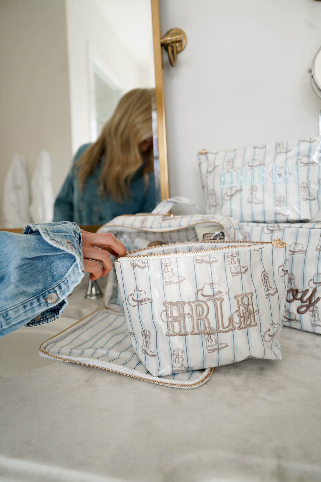 Western Blues Striped - Clear Coat Bag For Embroidery