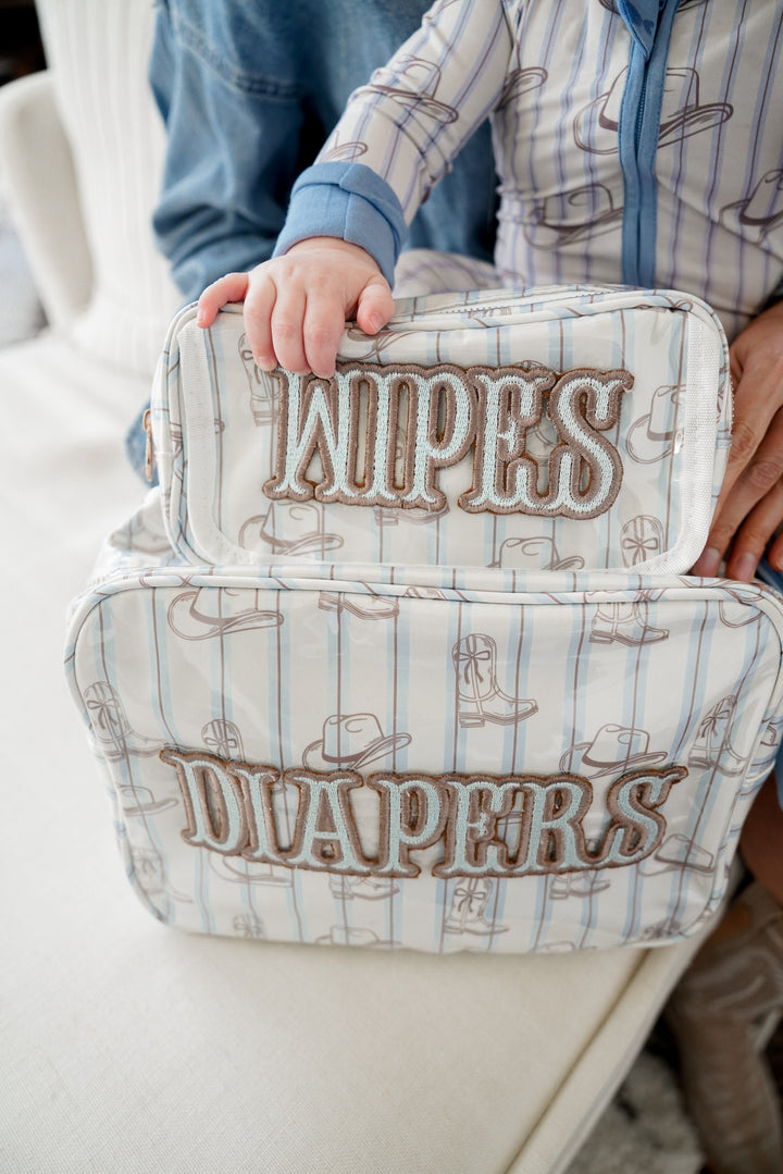 Diapers + Wipes Western Blues Clear Coat - Bundle