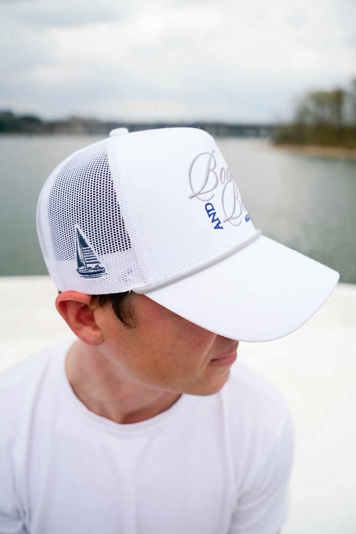 Boats &amp; Beers - White Vintage Trucker Hat