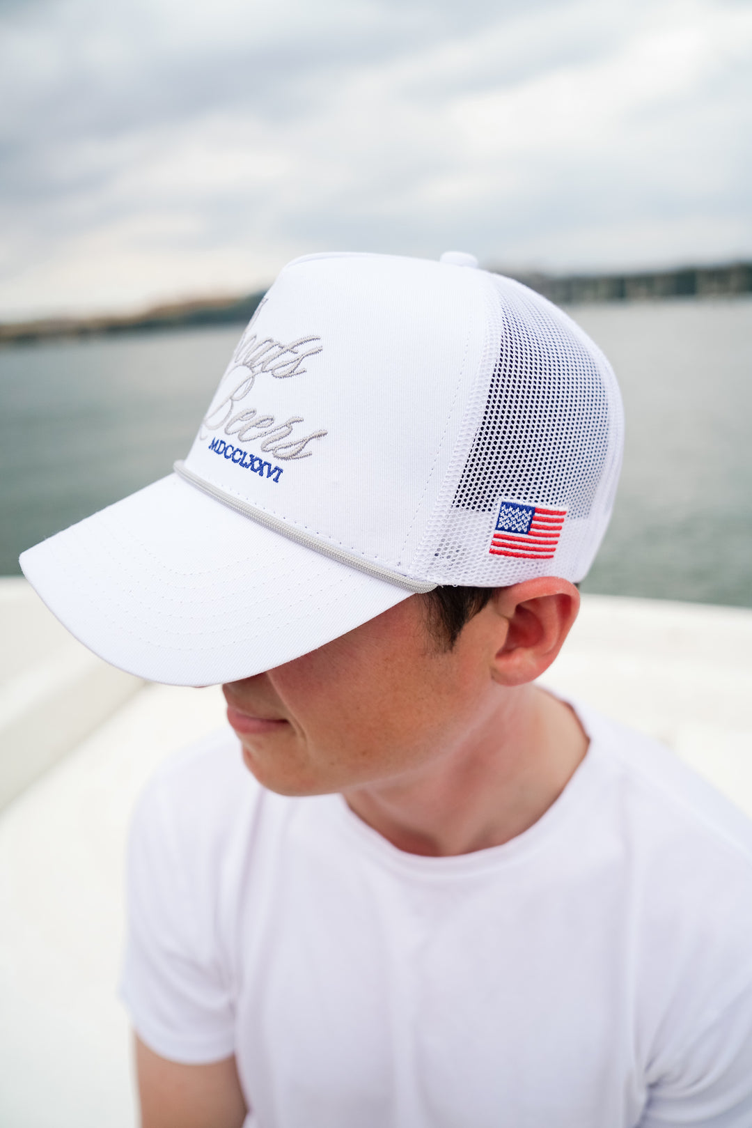 Boats &amp; Beers - White Vintage Trucker Hat