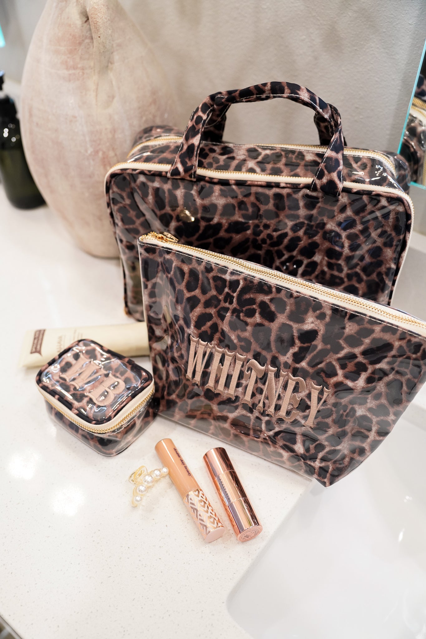 Leopard Clear Coat Toiletry Case - Thumbnail 2