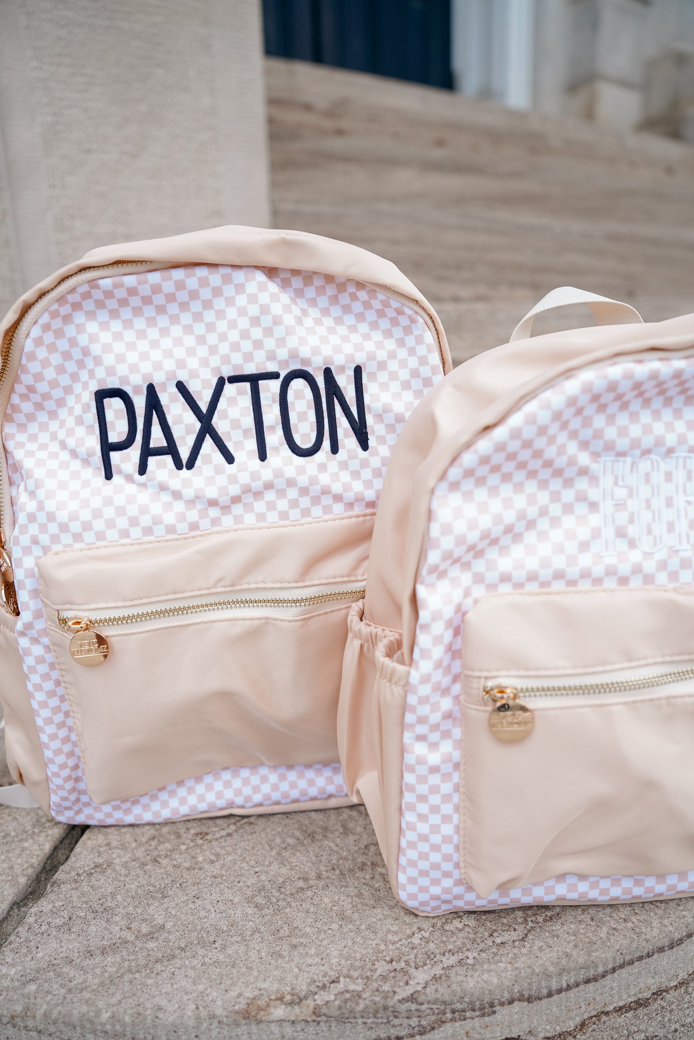 Tan Checkered Backpack - Thumbnail 4