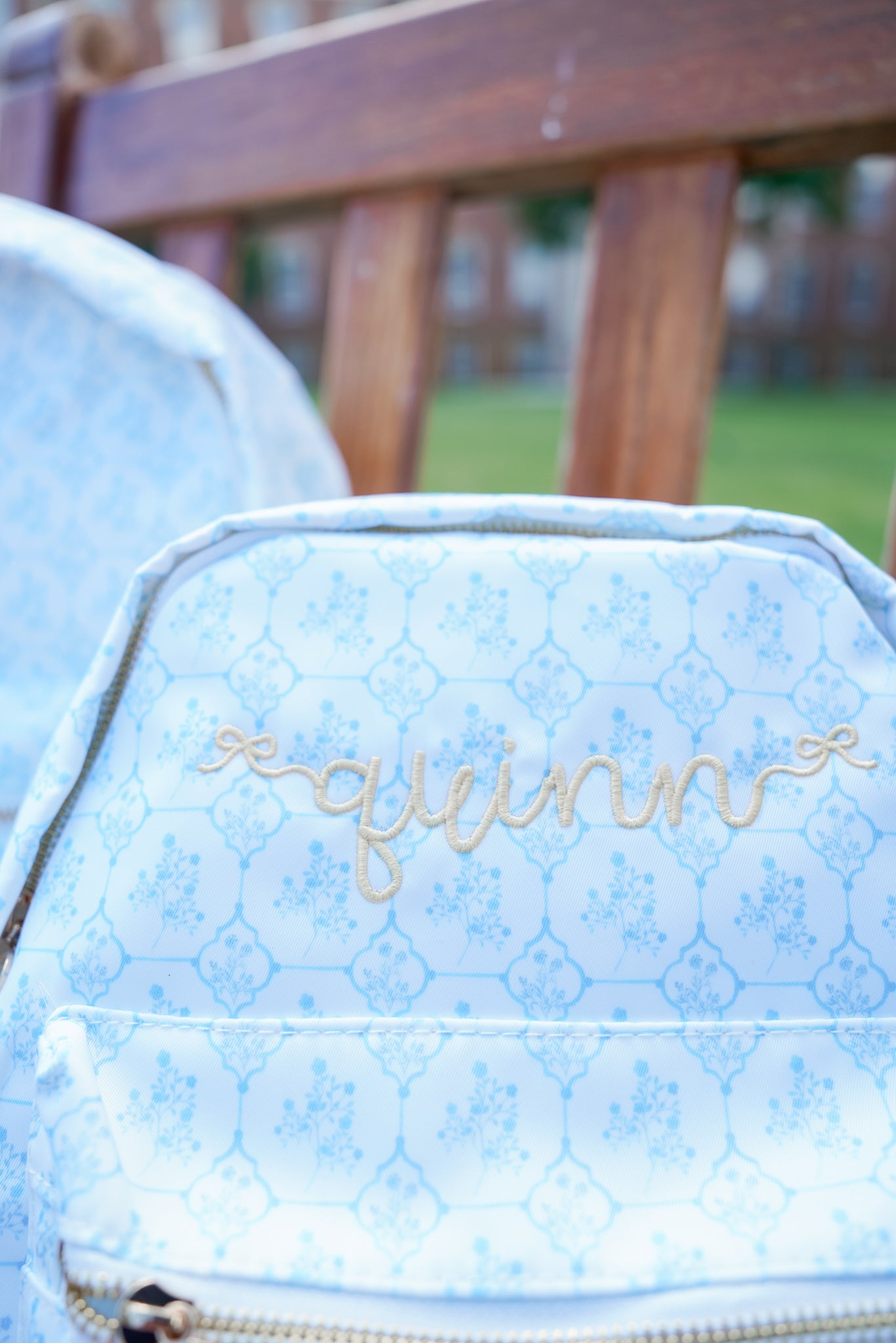 Blue Toile Backpack - Thumbnail 4