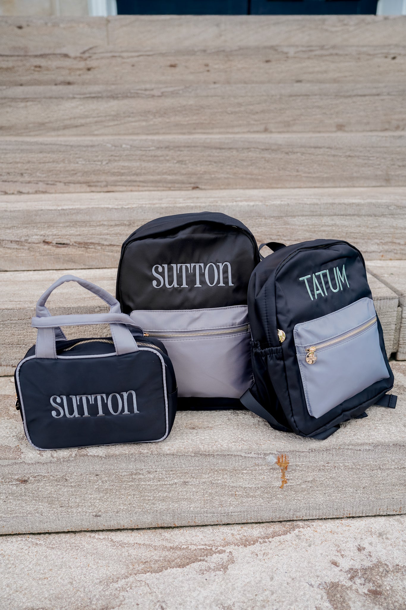 Black + Grey Colorblock Backpack - Thumbnail 4