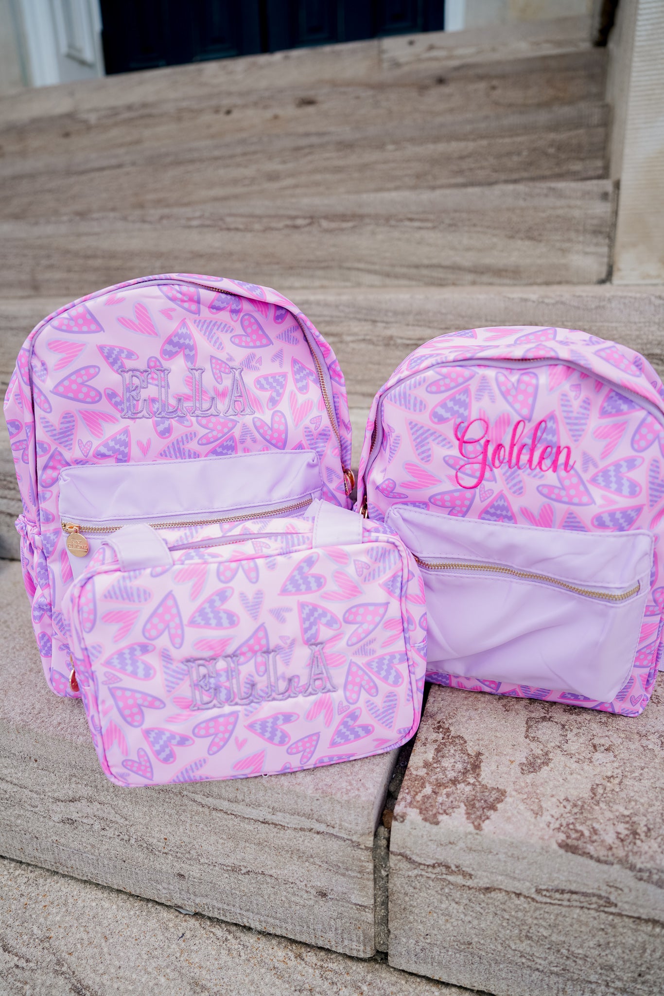 Lilac Hearts Backpack - Thumbnail 4