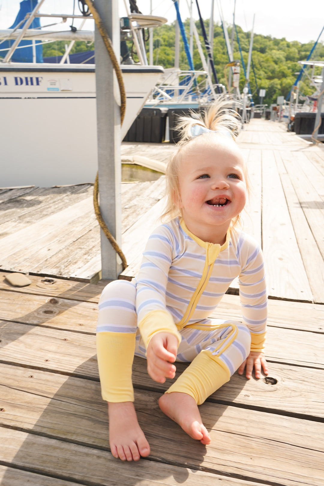 Butter &amp; Blue Stripes - Bamboo Sleeper