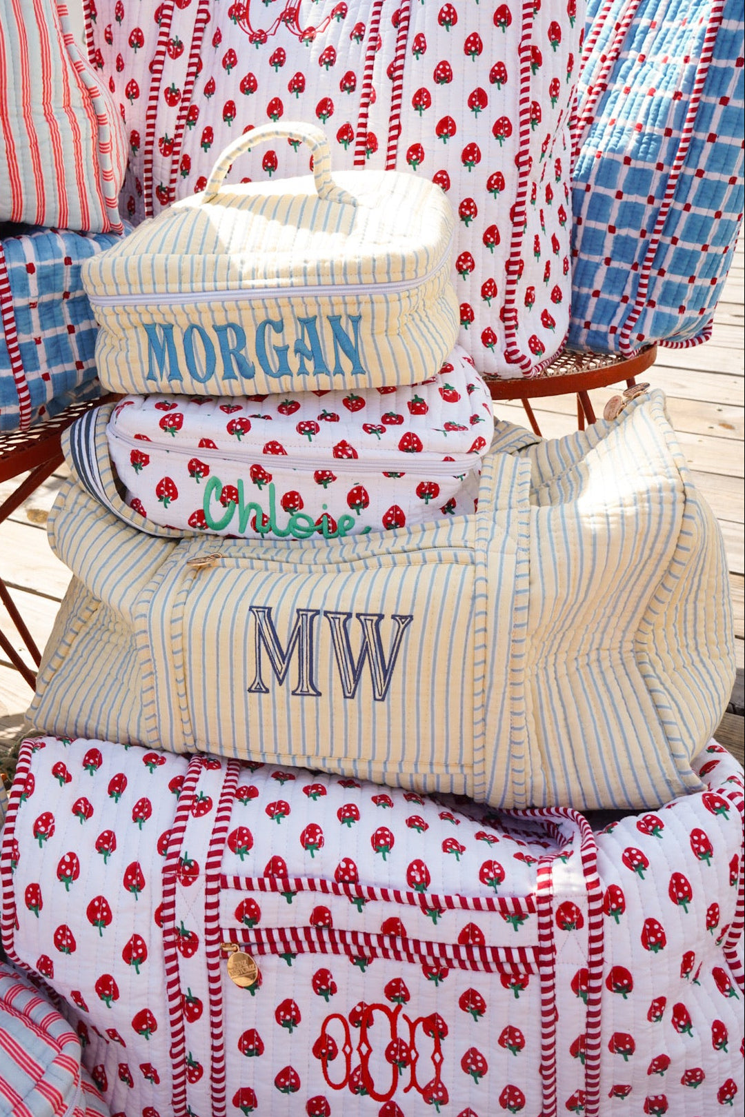 Quilted Block-Print Duffel Bag