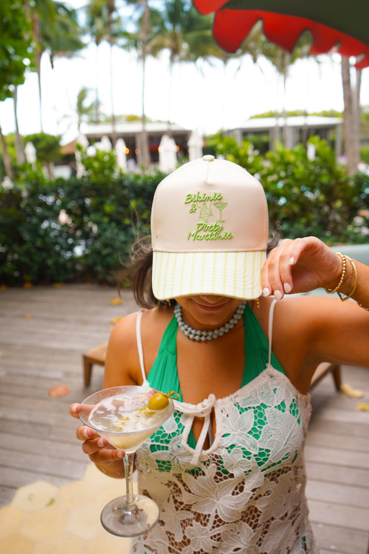 Bikinis &amp; Dirty Martinis - Green Stripe Trucker Hat