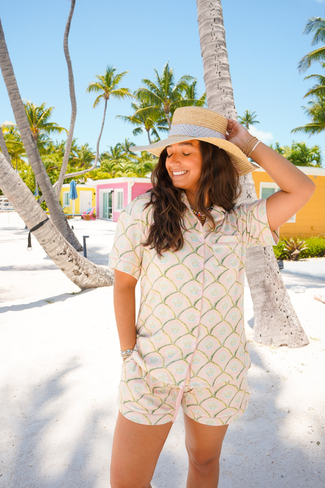 Salty Peach Ribbed Bamboo Short Pajama Set