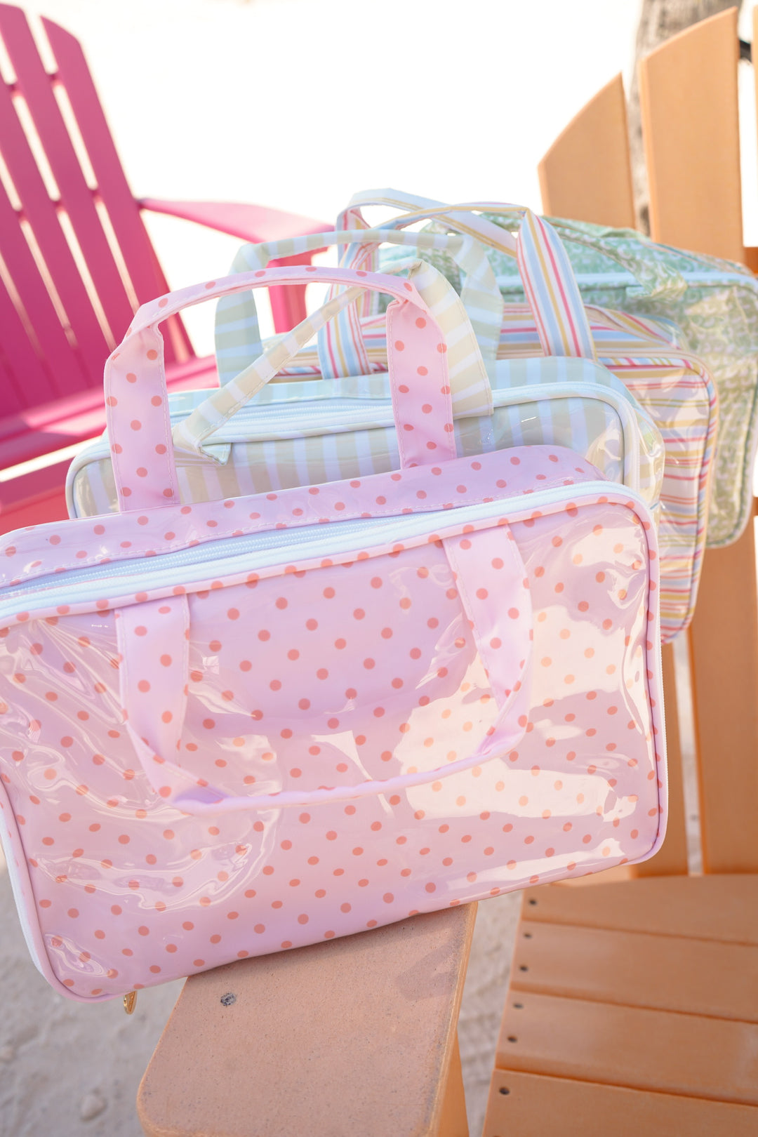 diy clear travel toiletry bag Clear Coat Toiletry Case Pool Party Stripes