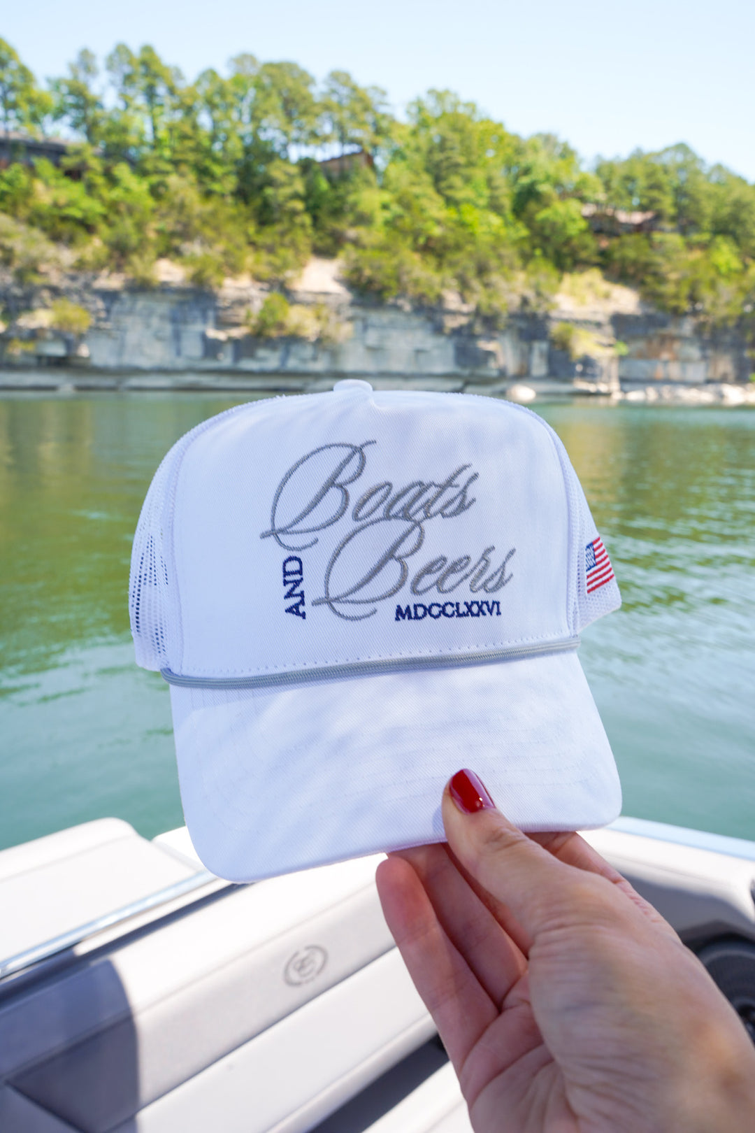 Boats &amp; Beers - White Vintage Trucker Hat