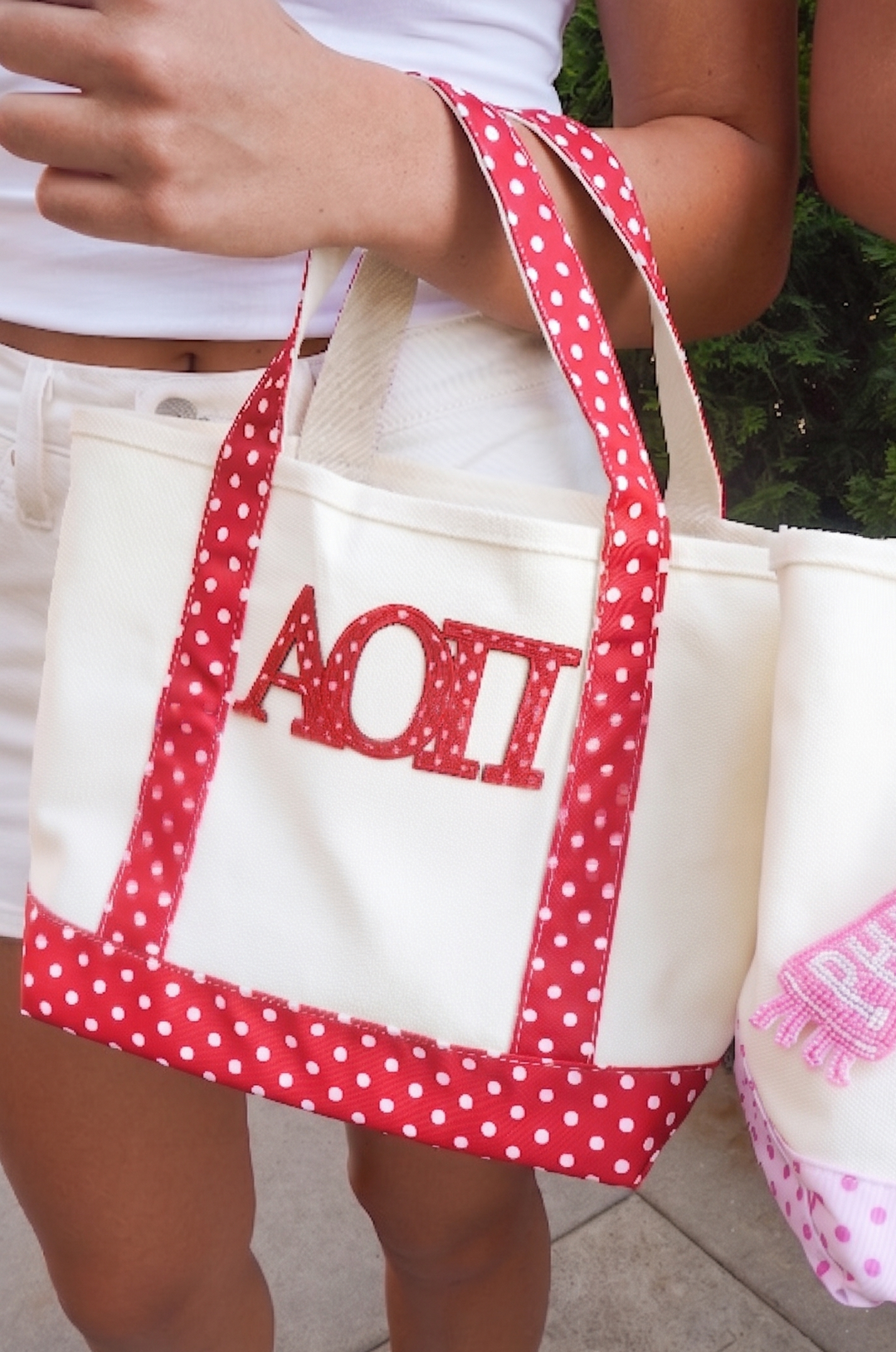 Sorority Greek Mini Polka Dot Canvas Tote