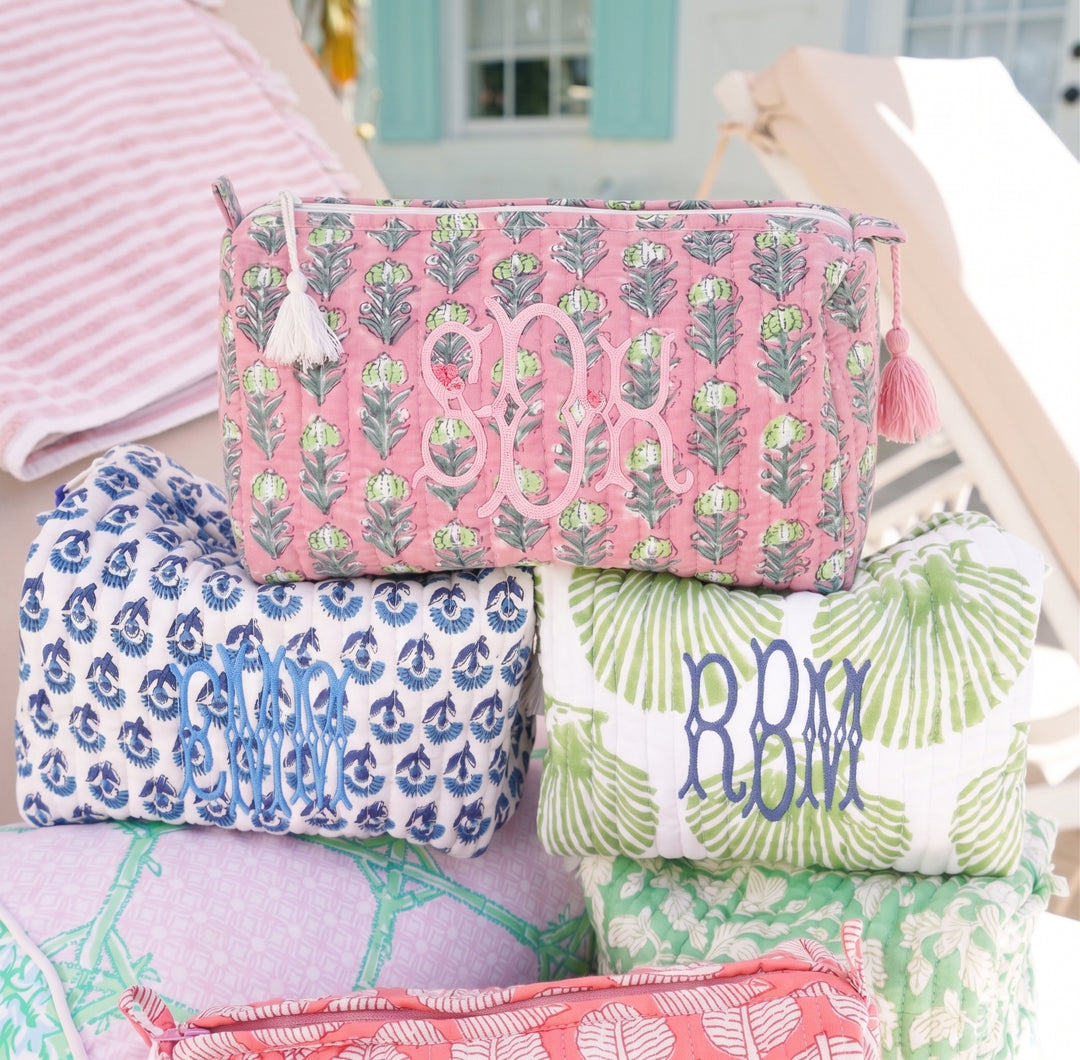 Quilted Block-Print Makeup Bag | NO EMBROIDERY