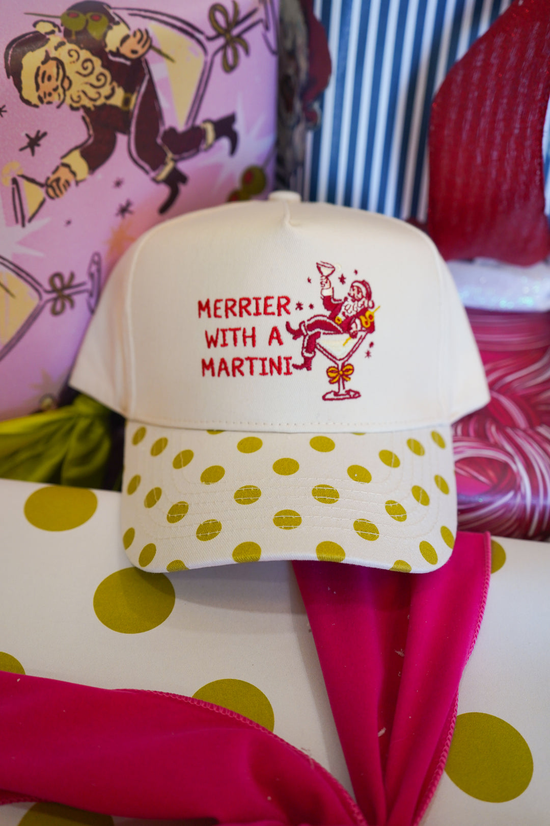 Merrier with Martini - Chartreuse Polka Dot Trucker Hat