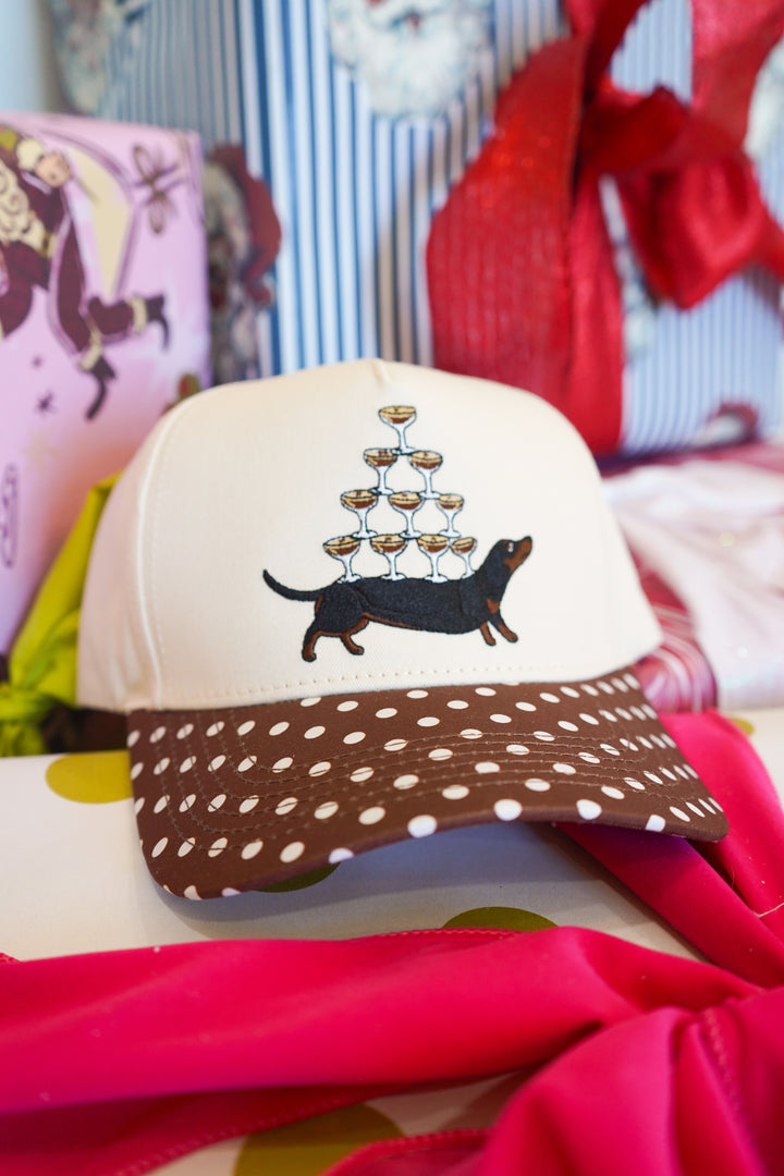 Dachshund Espresso Martini - Brown Polka Dot Trucker Hat