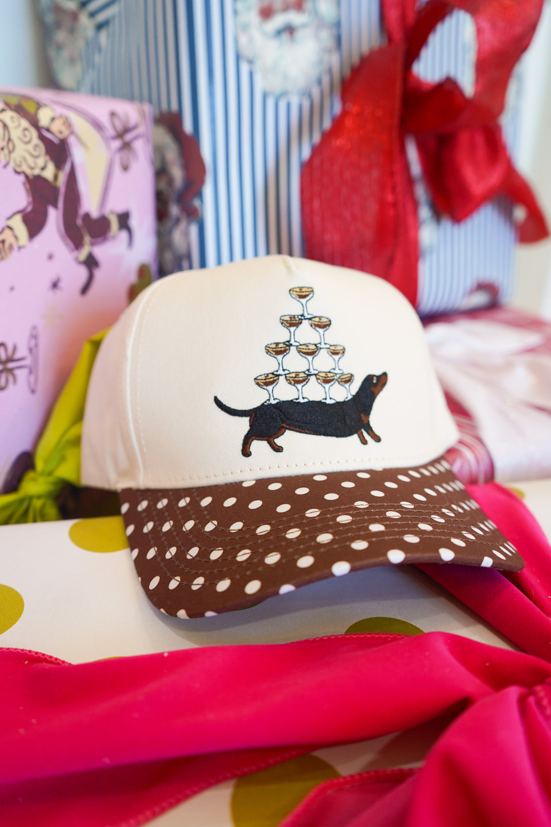 Dachshund Espresso Martini - Brown Polka Dot Trucker Hat