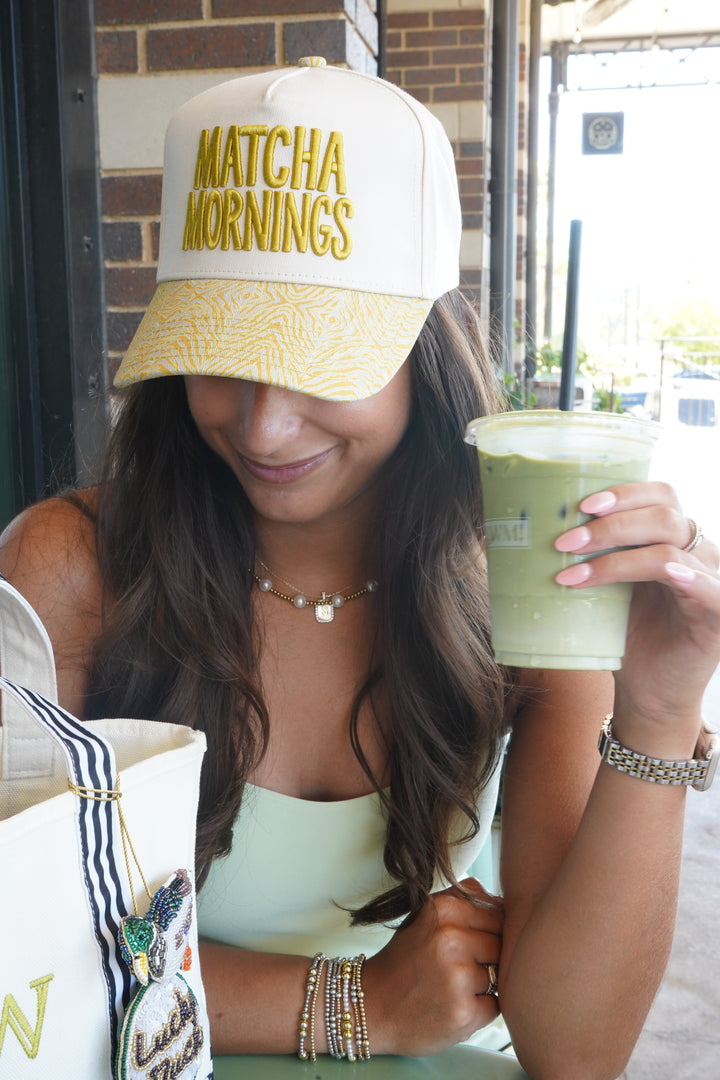 Matcha Mornings - Chartreuse Zebra Trucker Hat