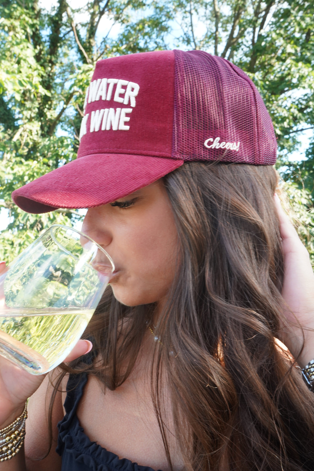 Save Water Drink Wine - Maroon Corduroy Trucker Hat