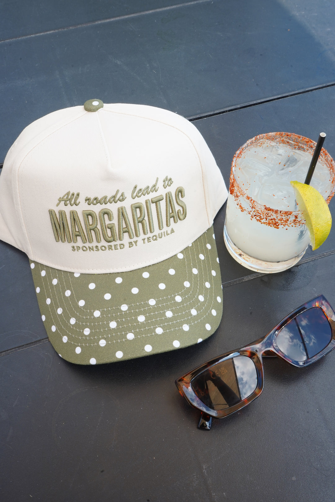 All Roads Lead to Margaritas - Green Polka Dot Trucker Hat