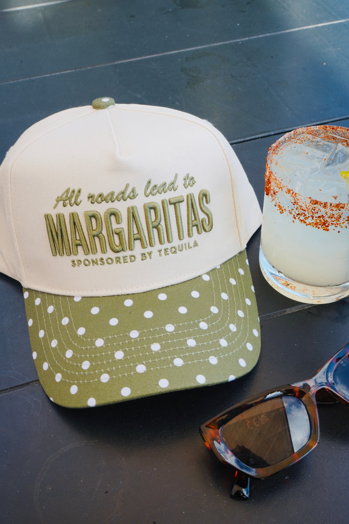 All Roads Lead to Margaritas - Green Polka Dot Trucker Hat