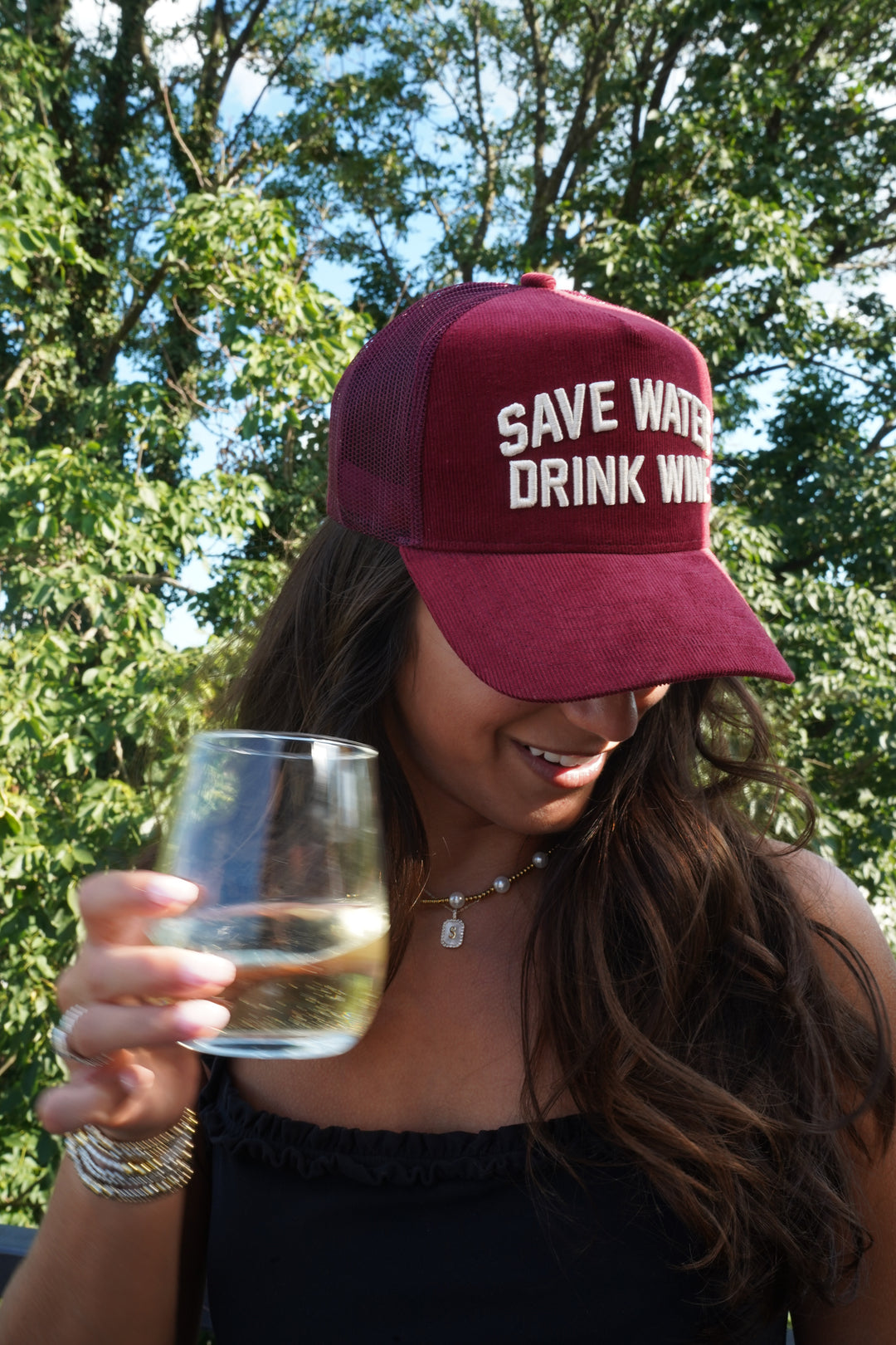 Save Water Drink Wine - Maroon Corduroy Trucker Hat