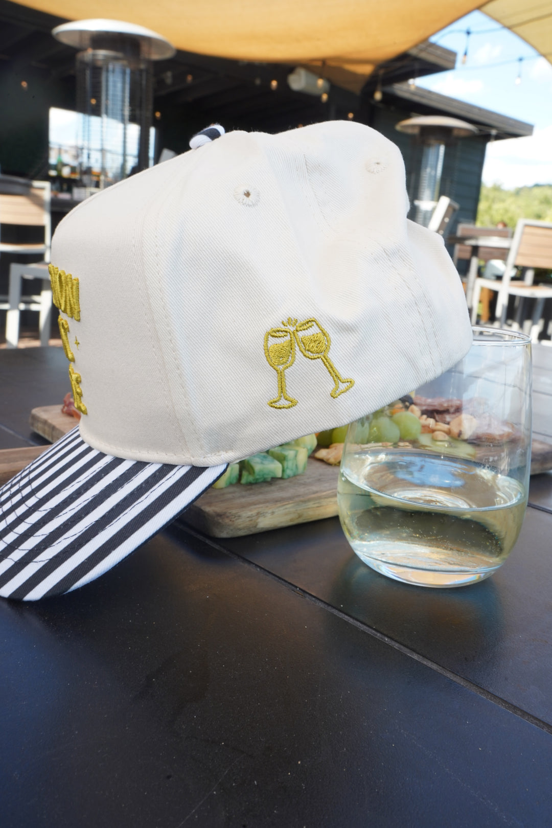 Sauvignon Blanc Please - Black &amp; White Stripe Trucker Hat