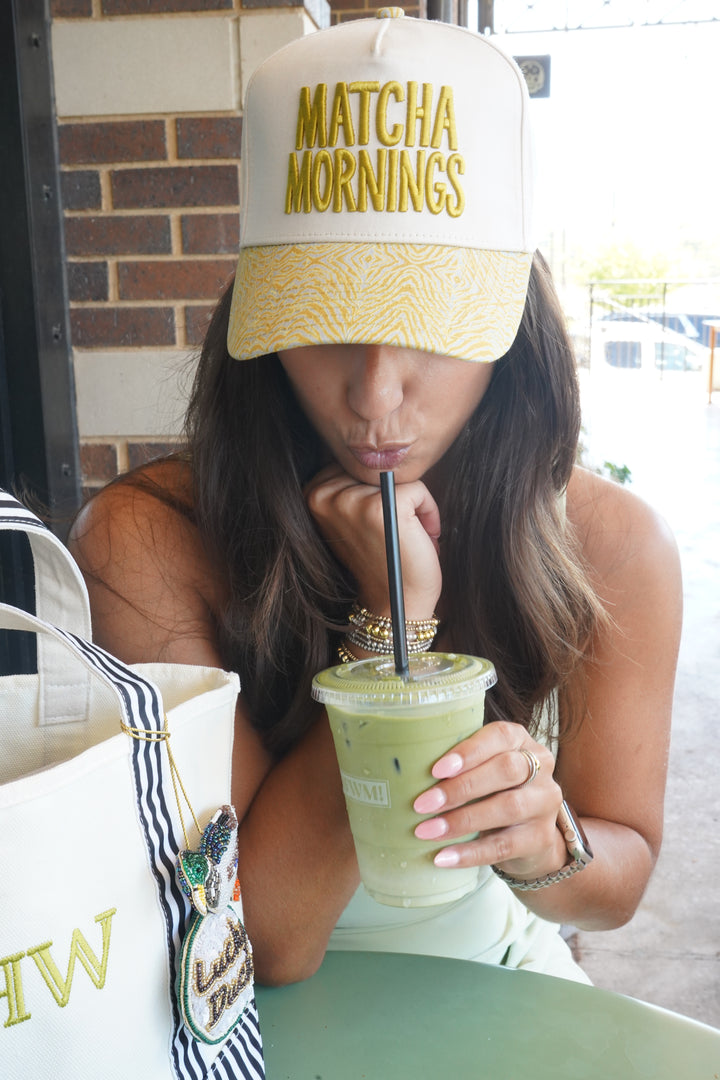 Matcha Mornings - Chartreuse Zebra Trucker Hat
