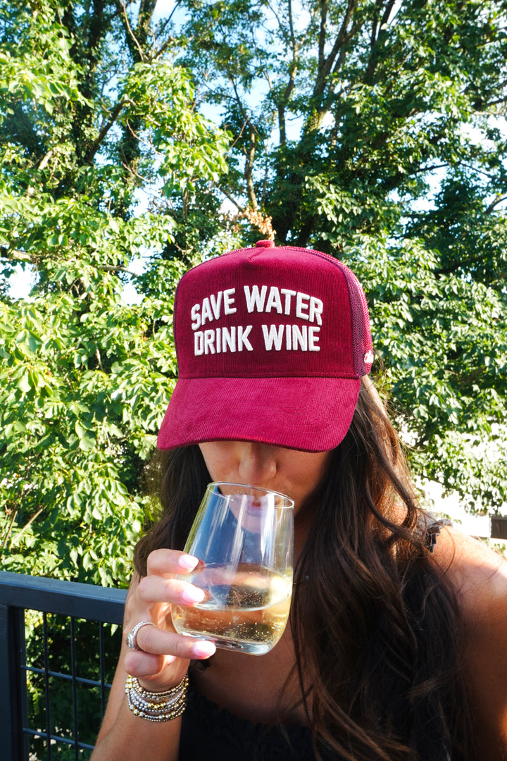 Save Water Drink Wine - Maroon Corduroy Trucker Hat