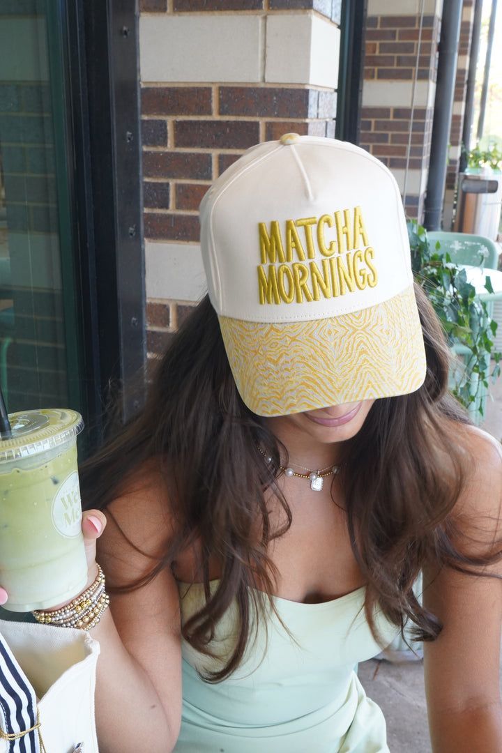Matcha Mornings - Chartreuse Zebra Trucker Hat