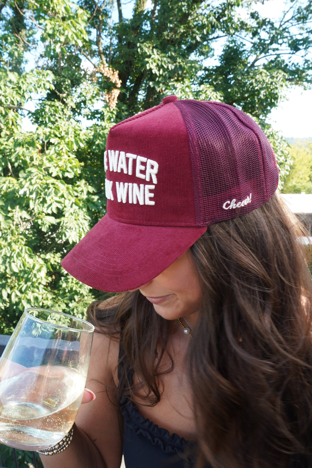 Save Water Drink Wine - Maroon Corduroy Trucker Hat