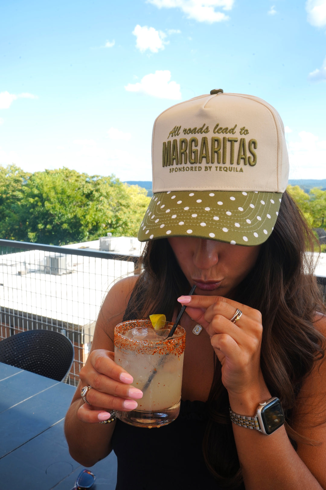 All Roads Lead to Margaritas - Green Polka Dot Trucker Hat