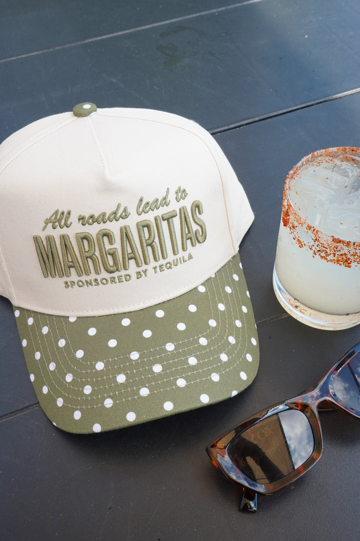 All Roads Lead to Margaritas - Green Polka Dot Trucker Hat
