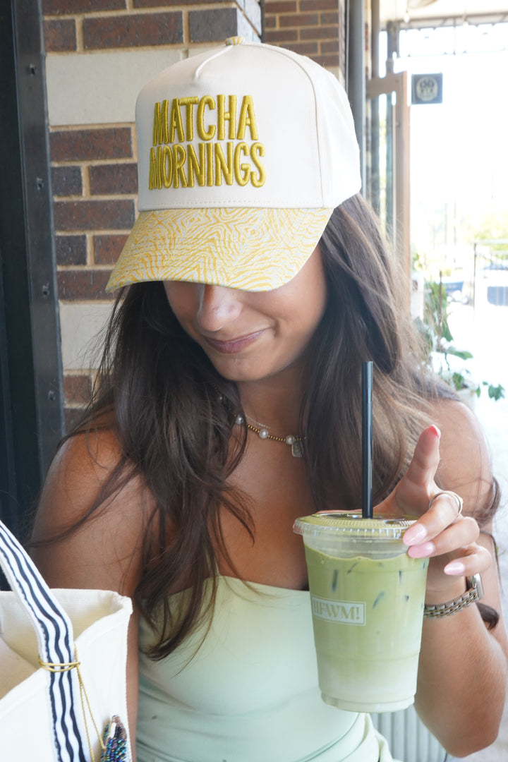 Matcha Mornings - Chartreuse Zebra Trucker Hat