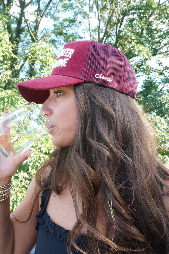 Save Water Drink Wine - Maroon Corduroy Trucker Hat