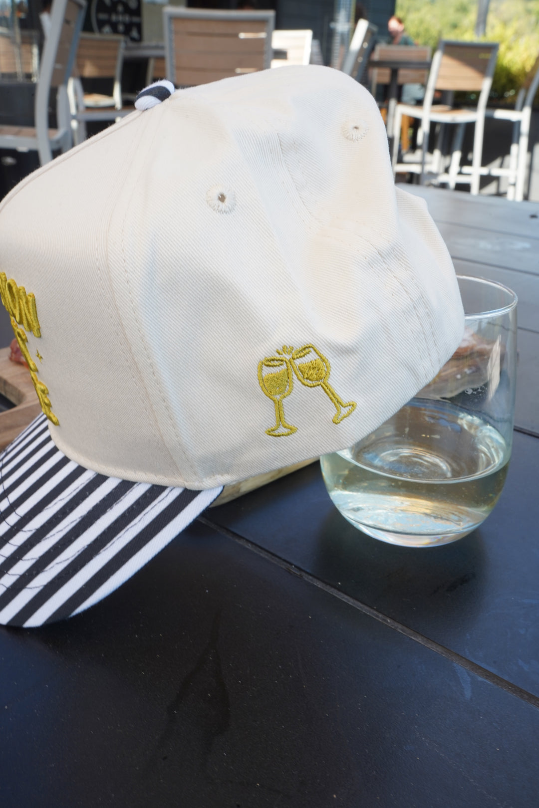Sauvignon Blanc Please - Black &amp; White Stripe Trucker Hat
