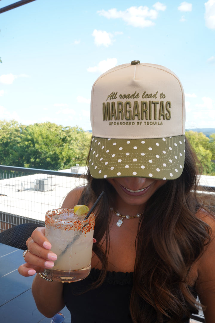 All Roads Lead to Margaritas - Green Polka Dot Trucker Hat