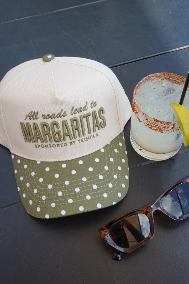 All Roads Lead to Margaritas - Green Polka Dot Trucker Hat