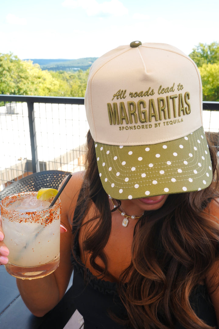 All Roads Lead to Margaritas - Green Polka Dot Trucker Hat